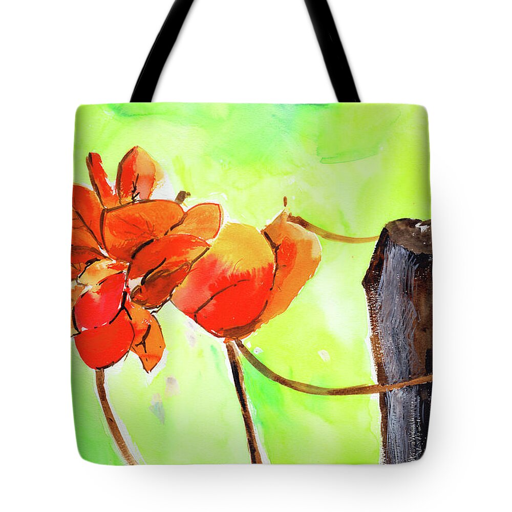 Nature Tote Bag featuring the painting Bound yet free by Anil Nene