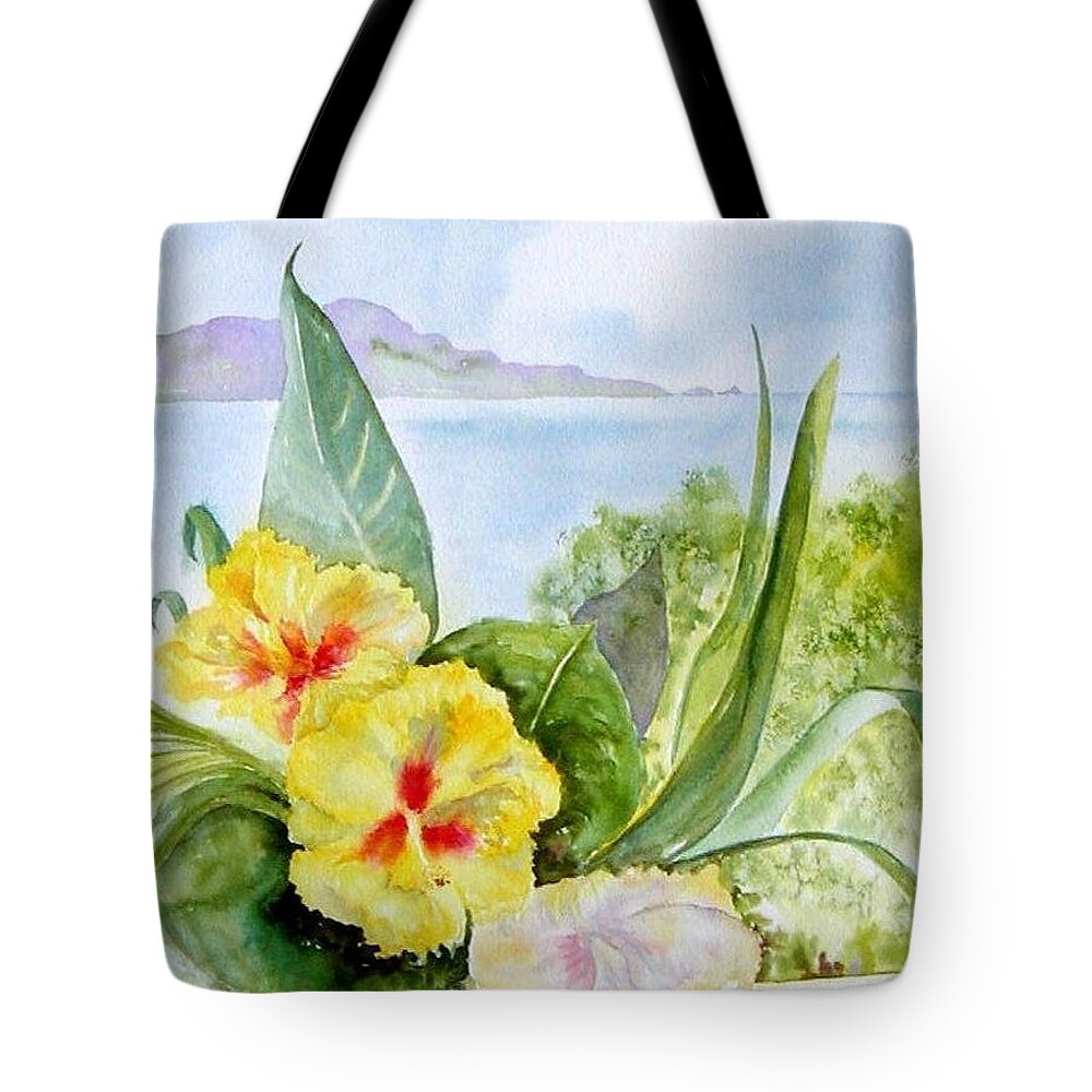 Flowers Tote Bag featuring the painting Bounty on the Balcony by Diane Kirk