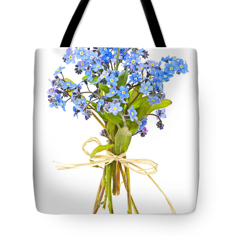 Bouquet Tote Bag featuring the photograph Bouquet of forget-me-nots by Elena Elisseeva
