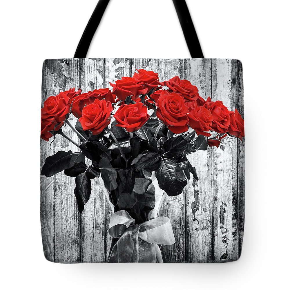 Roses Tote Bag featuring the photograph Bouquet of Roses by Wim Lanclus