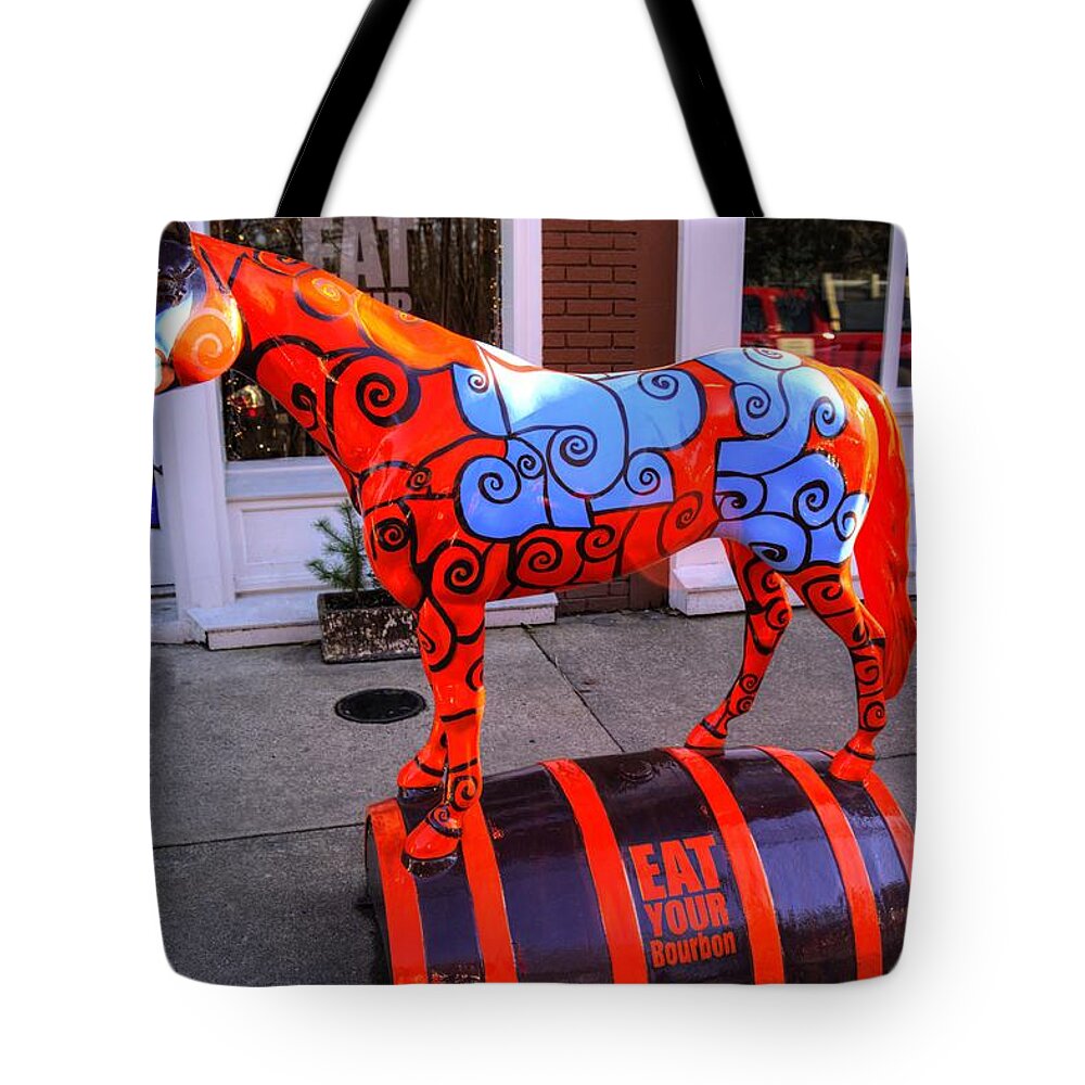 Louisville Tote Bag featuring the photograph Bourbon Horse by FineArtRoyal Joshua Mimbs