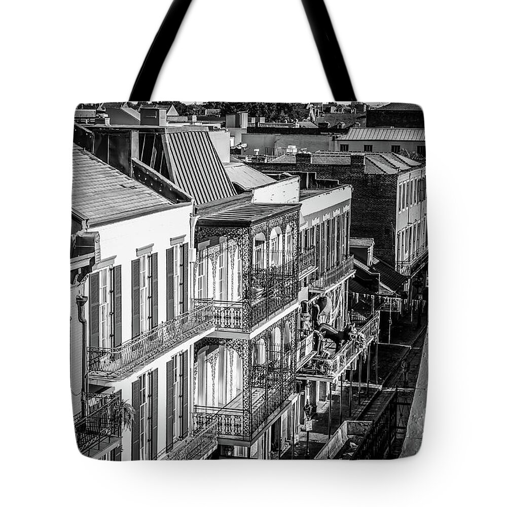 Bourbon Tote Bag featuring the photograph Bourbon Street Morning - NOLA BW by Kathleen K Parker