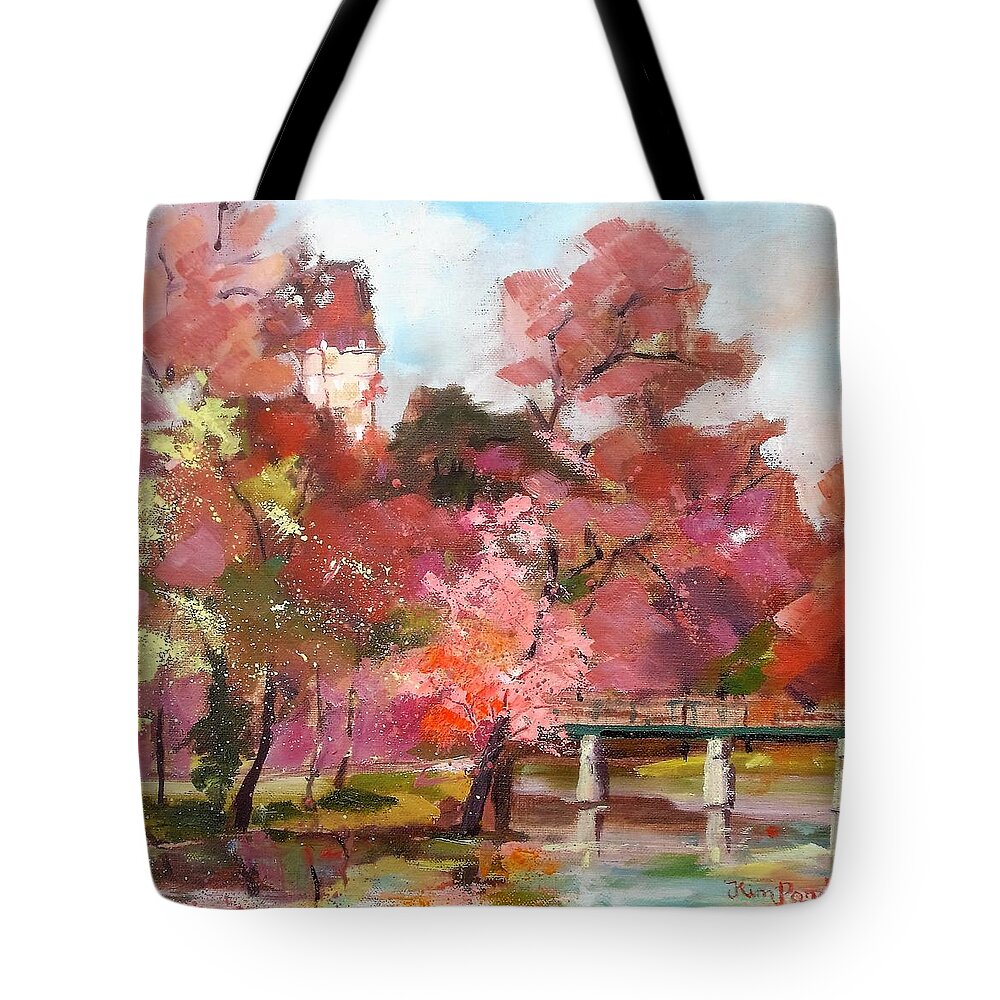  Tote Bag featuring the painting Bourg - Charente by Kim PARDON