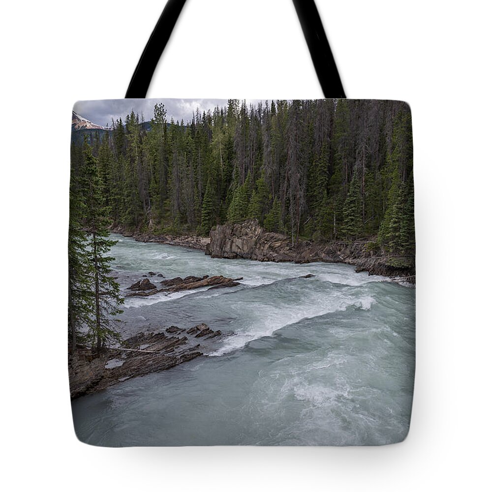 Banff Tote Bag featuring the photograph Bow River rapids by John Johnson