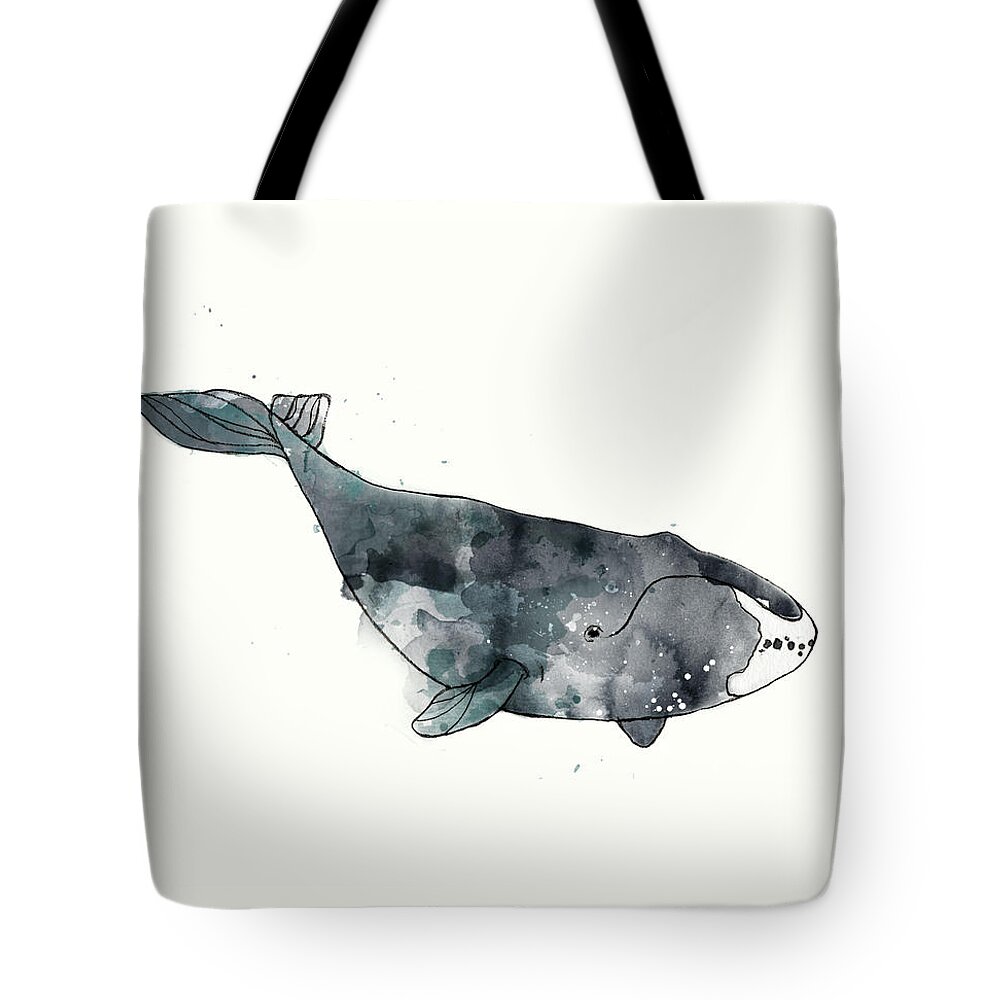 Whale Tote Bag featuring the painting Bowhead Whale from Whales Chart by Amy Hamilton