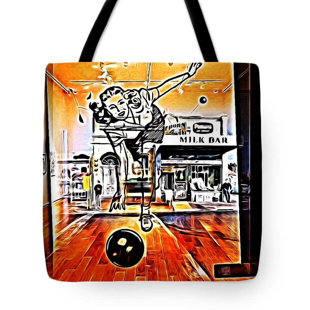 Bowling Tote Bag featuring the mixed media Bowling for Dollars by Russell Pierce