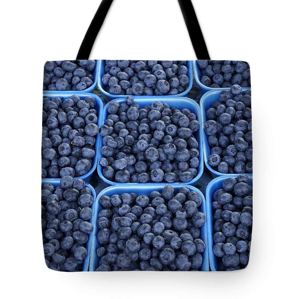 Blueberries Tote Bag featuring the photograph Boxes of Blueberries by John Mitchell