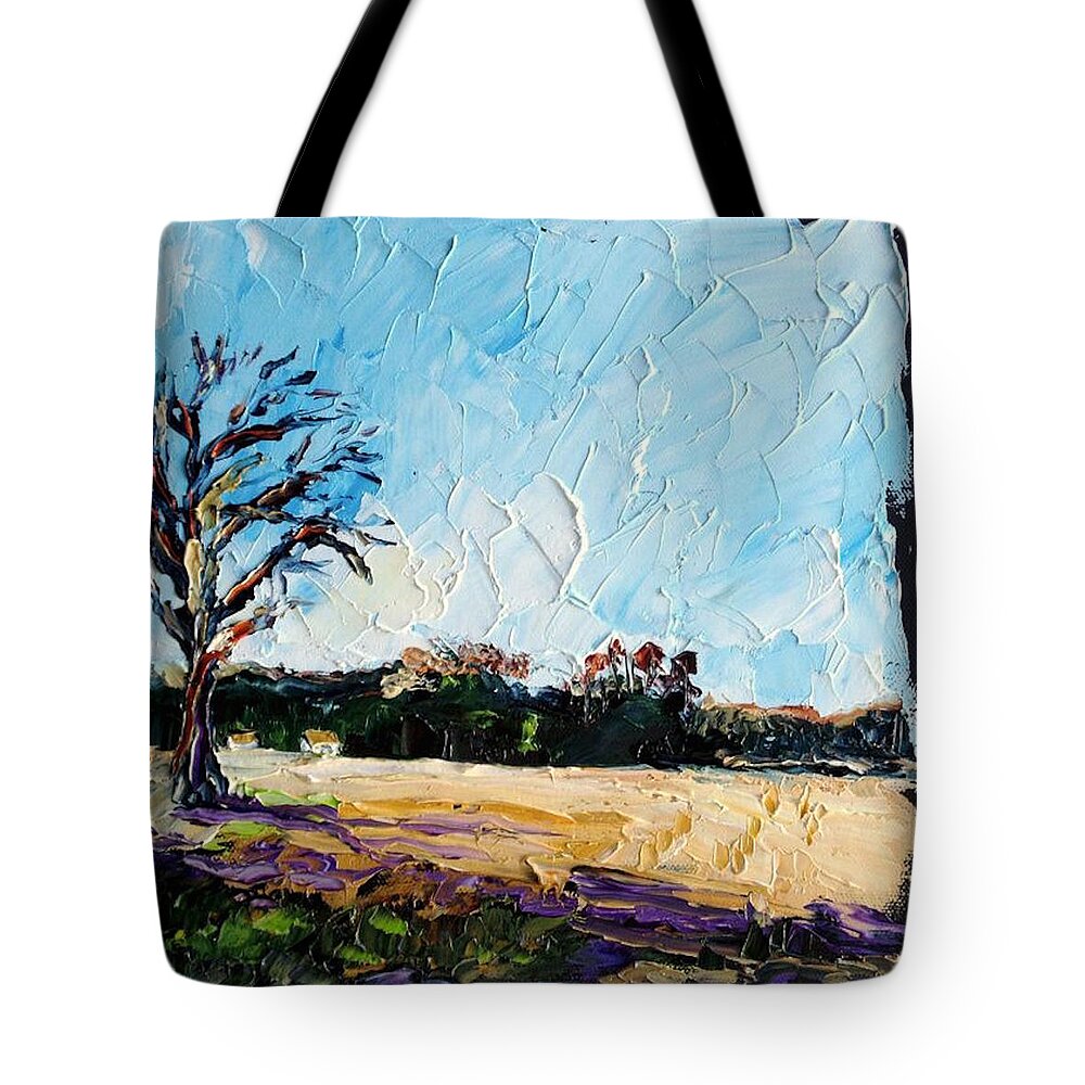 Landscape Tote Bag featuring the painting Boxing Day by Carrie Jacobson