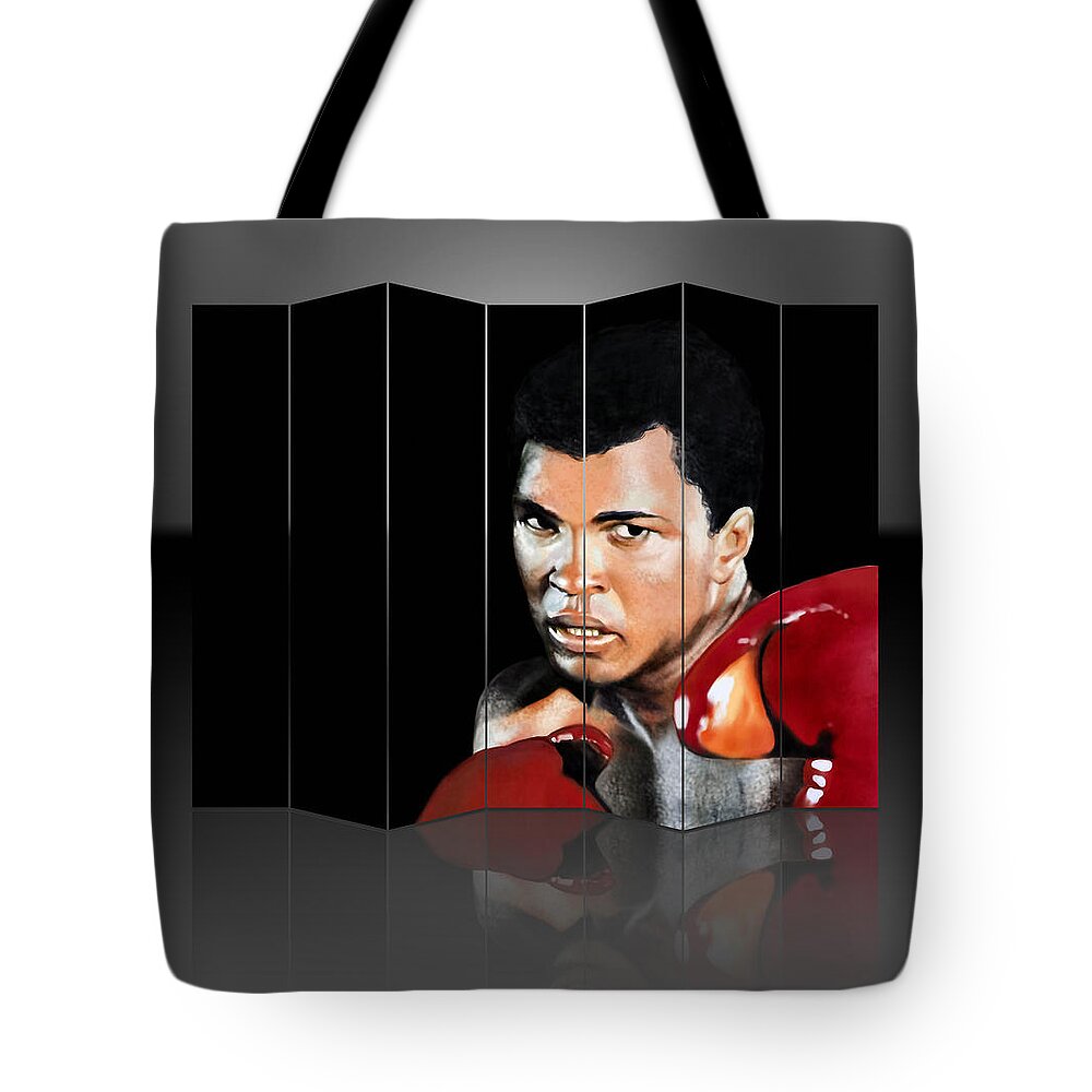 Sports Tote Bag featuring the mixed media Boxing Great Muhammad Ali by Marvin Blaine
