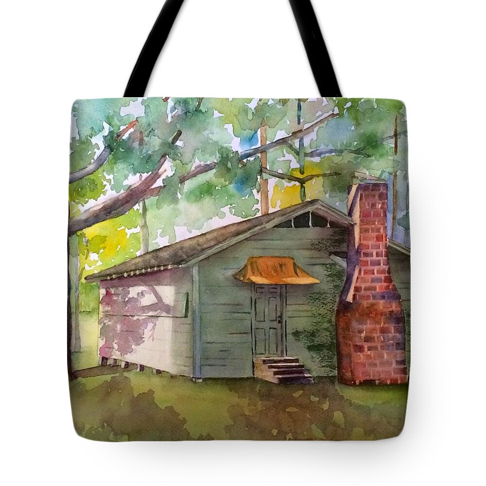 Boy Scout Tote Bag featuring the painting Boy Scout Hut by Beth Fontenot