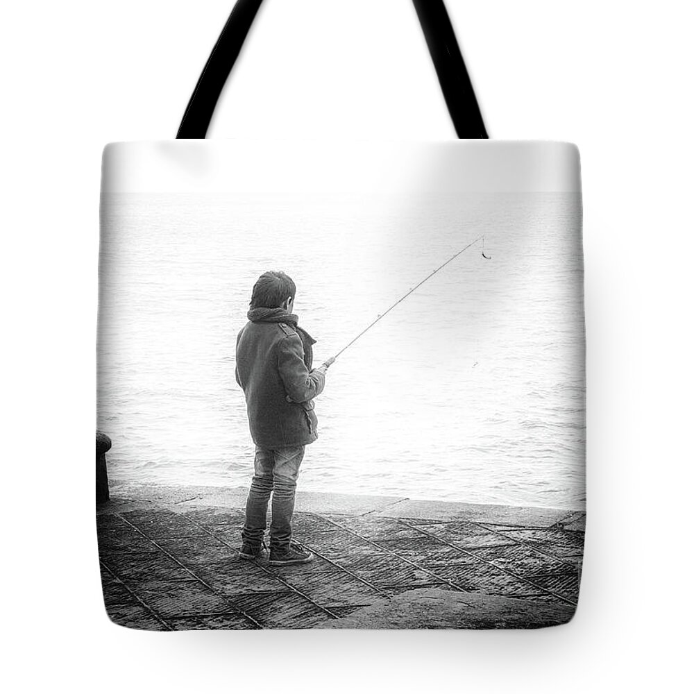 Fishing Tote Bag featuring the photograph Boyhood by Becqi Sherman