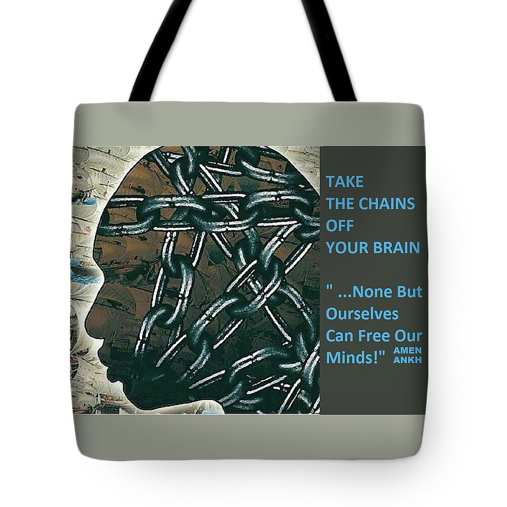 Brain Chain Mental Health Tote Bag featuring the digital art Brain Chains by Adenike AmenRa