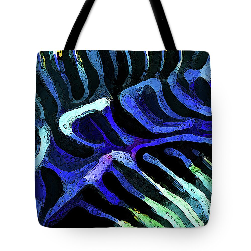 Nature Tote Bag featuring the photograph Brain Coral Abstract 3 in Blue by ABeautifulSky Photography by Bill Caldwell