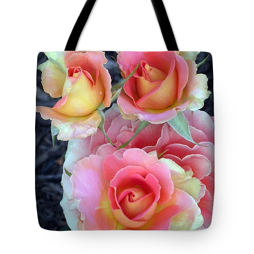 Brass Band Roses Tote Bag featuring the photograph Brass Band Roses by Living Color Photography Lorraine Lynch