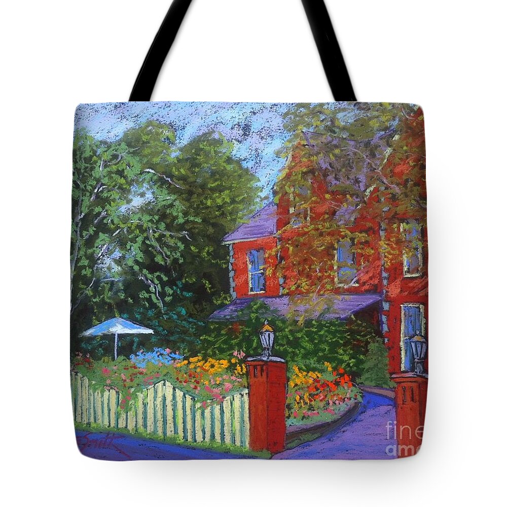 Bed And Breakfast Tote Bag featuring the pastel Bread and Roses B and B by Rae Smith