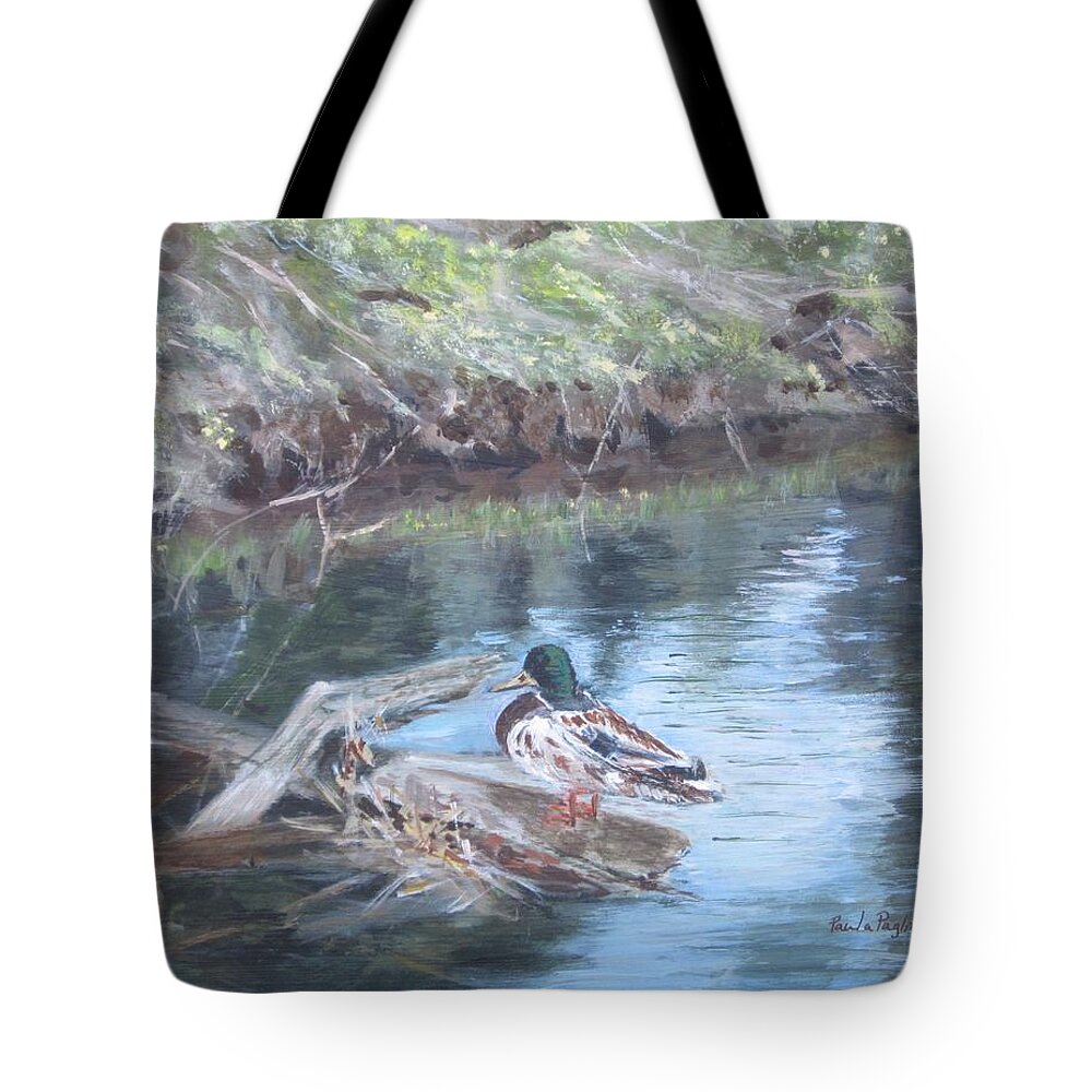 Acrylic Tote Bag featuring the painting Break Time by Paula Pagliughi
