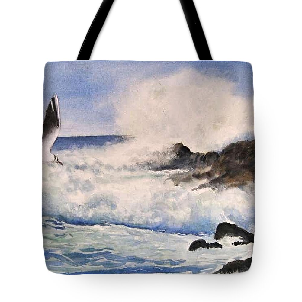 Ocean Waves Tote Bag featuring the painting Breakers by Bobby Walters