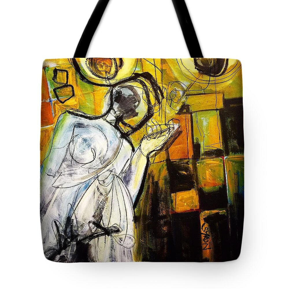 Yellow Tote Bag featuring the painting Breakfast on Park Road II by Helen Syron