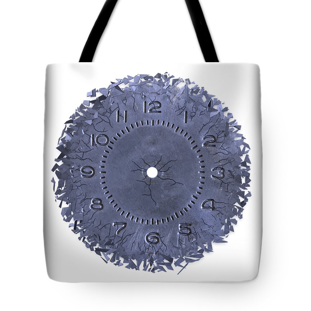 Time Tote Bag featuring the photograph Breaking apart of the old clock face by Michal Boubin