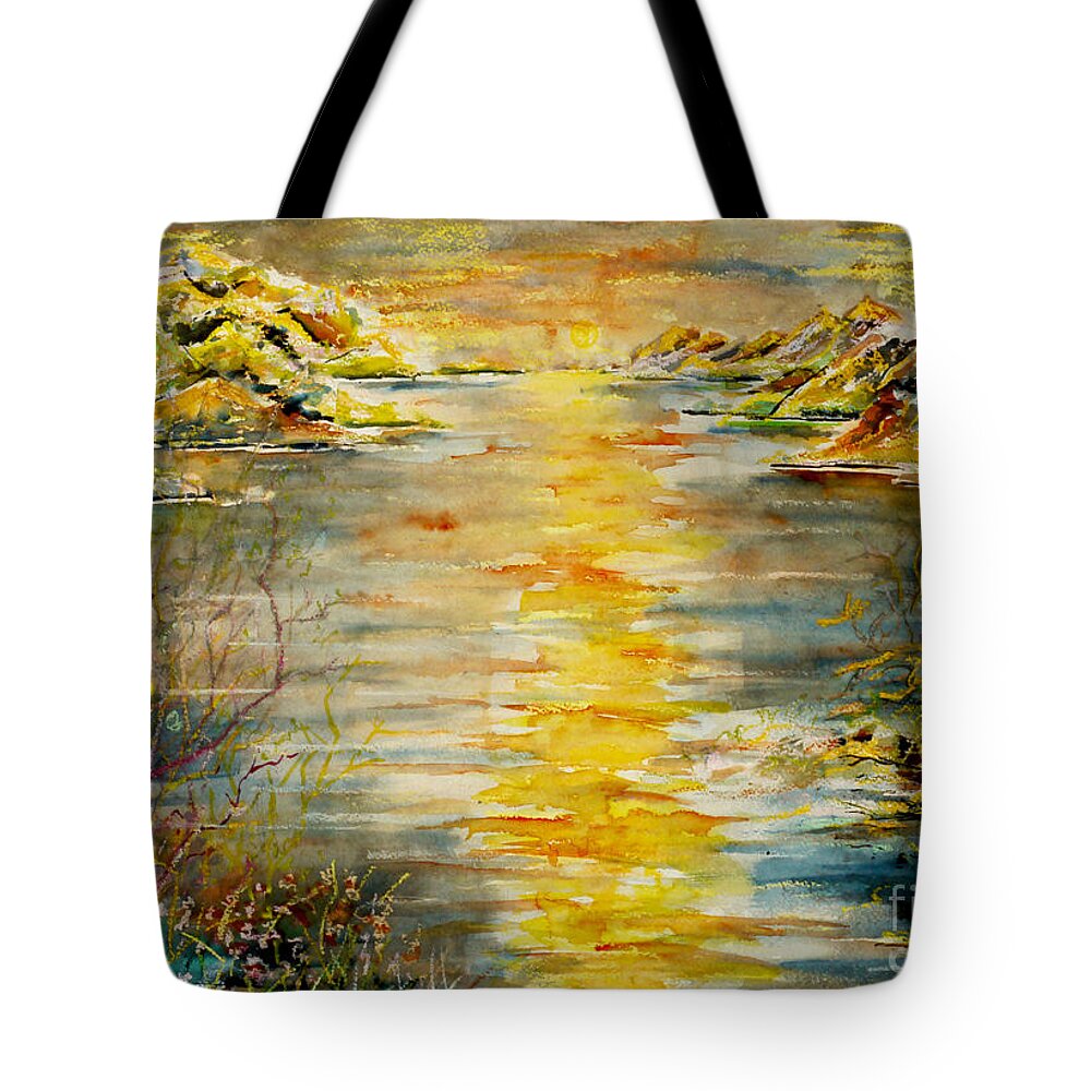 Watercolour Tote Bag featuring the painting New Horizons by Almo M