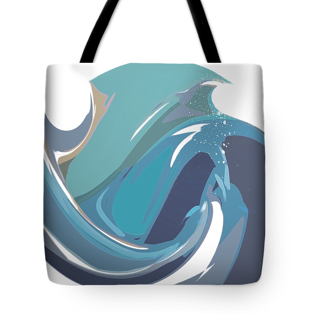Abstract Tote Bag featuring the digital art Breaking Waves by Gina Harrison