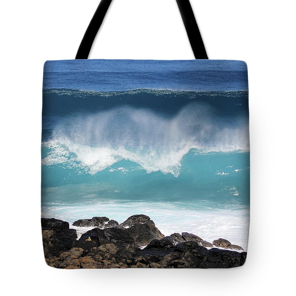 Breaking Waves Tote Bag featuring the photograph Breaking Waves by Jennifer Robin