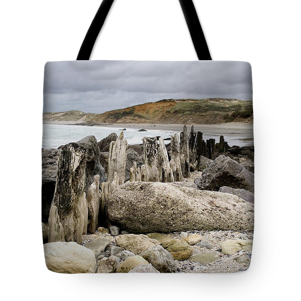 France Tote Bag featuring the digital art Breakwater by Julian Perry