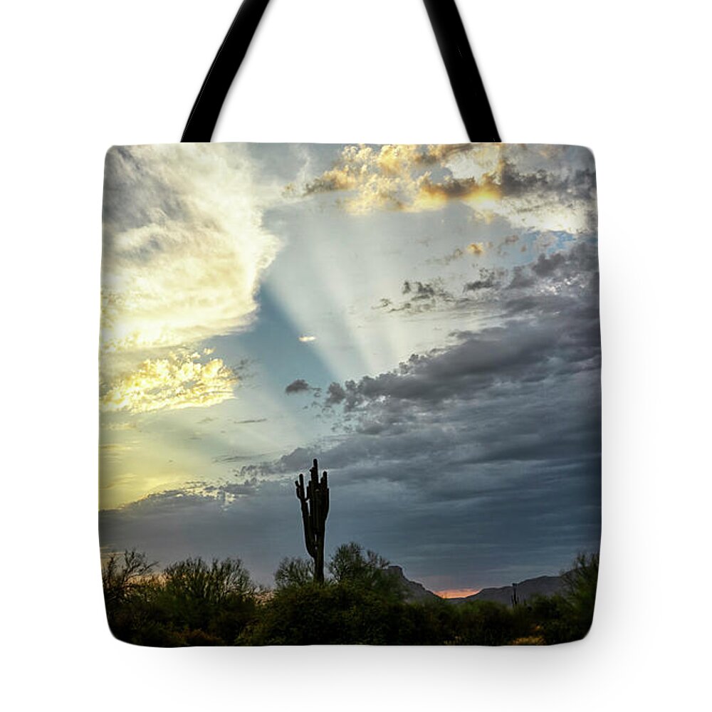 Sunset Tote Bag featuring the photograph Breathtaking Desert Skies by Saija Lehtonen