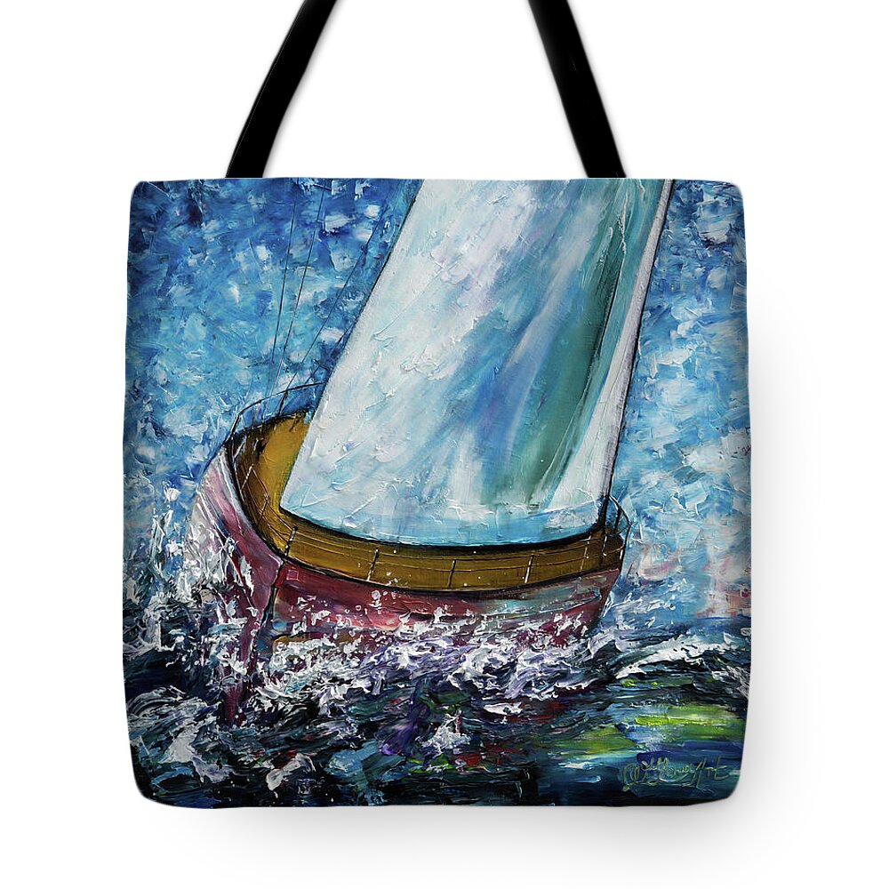 Breeze On Sails - 2 Tote Bag featuring the painting Breeze on Sails -2 by OLena Art by Lena Owens - Vibrant DESIGN