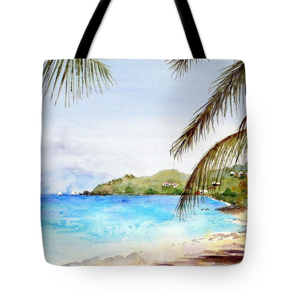 Beach Tote Bag featuring the painting Brewers Bay Beach by Diane Kirk