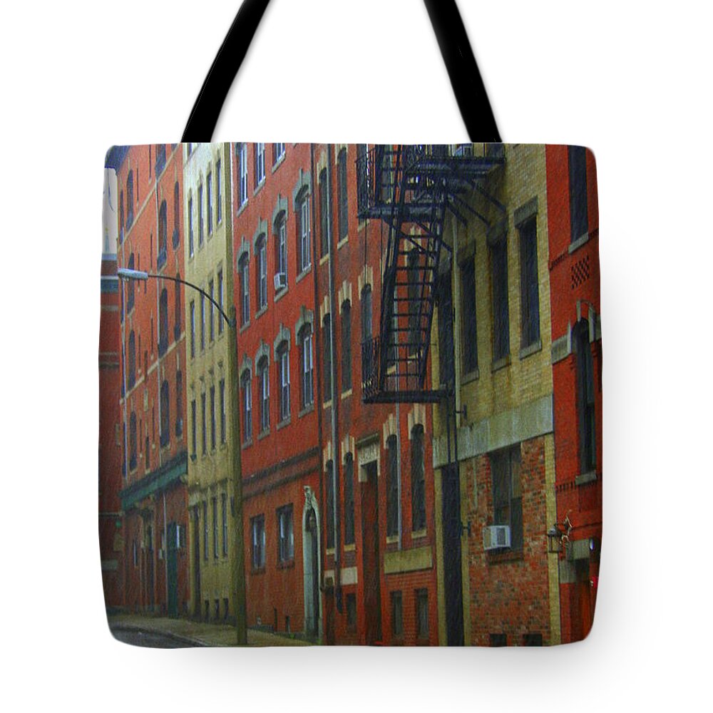 Cityscape Tote Bag featuring the photograph Bricks by Julie Lueders 
