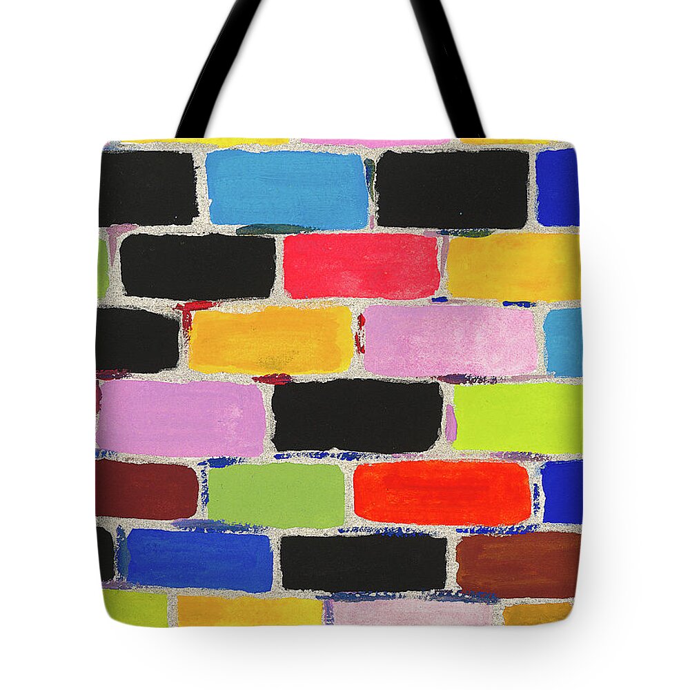 Contemporary Tote Bag featuring the painting Bricks of Life by Bjorn Sjogren