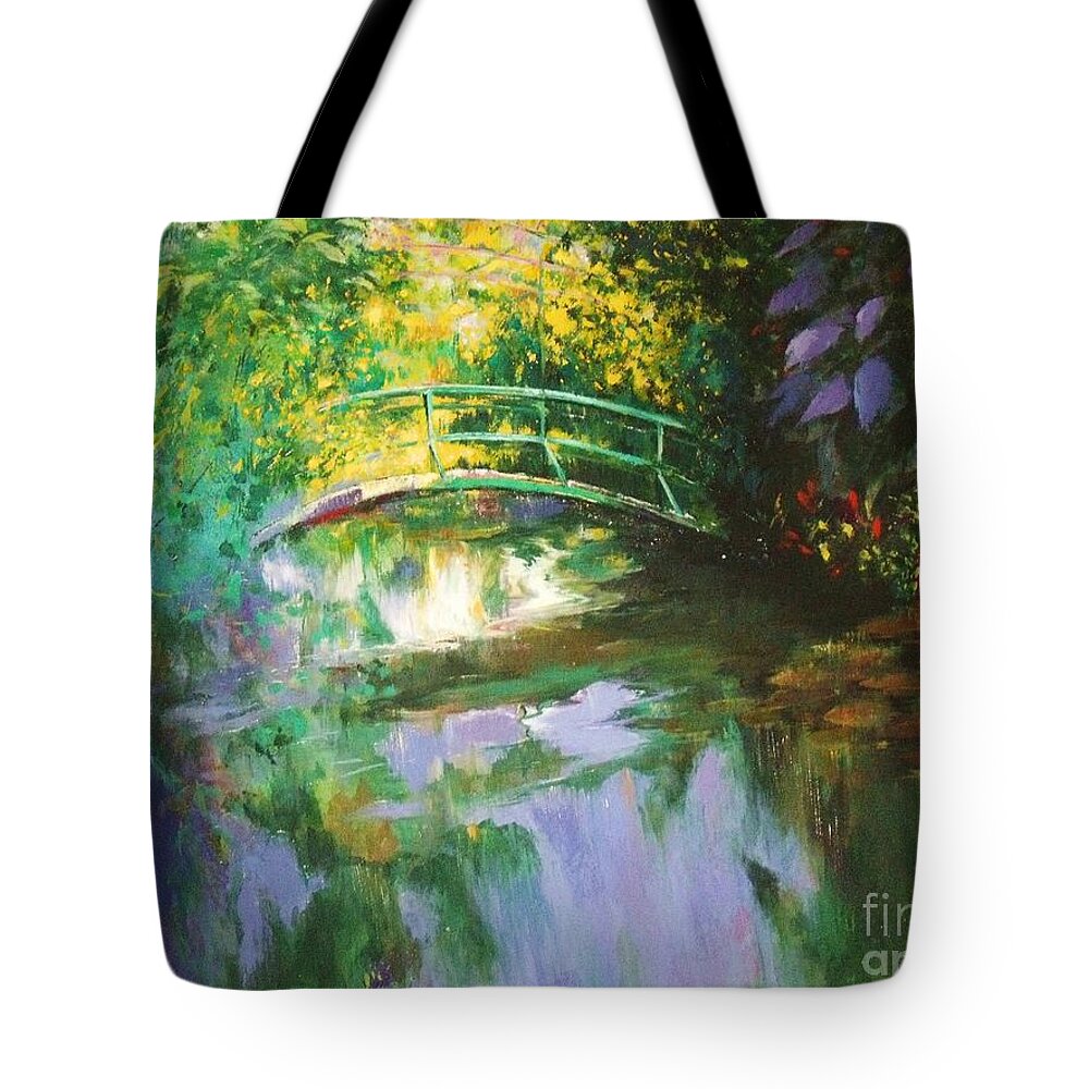 Canvas Print Tote Bag featuring the painting Bridge at Giverny by Madeleine Holzberg
