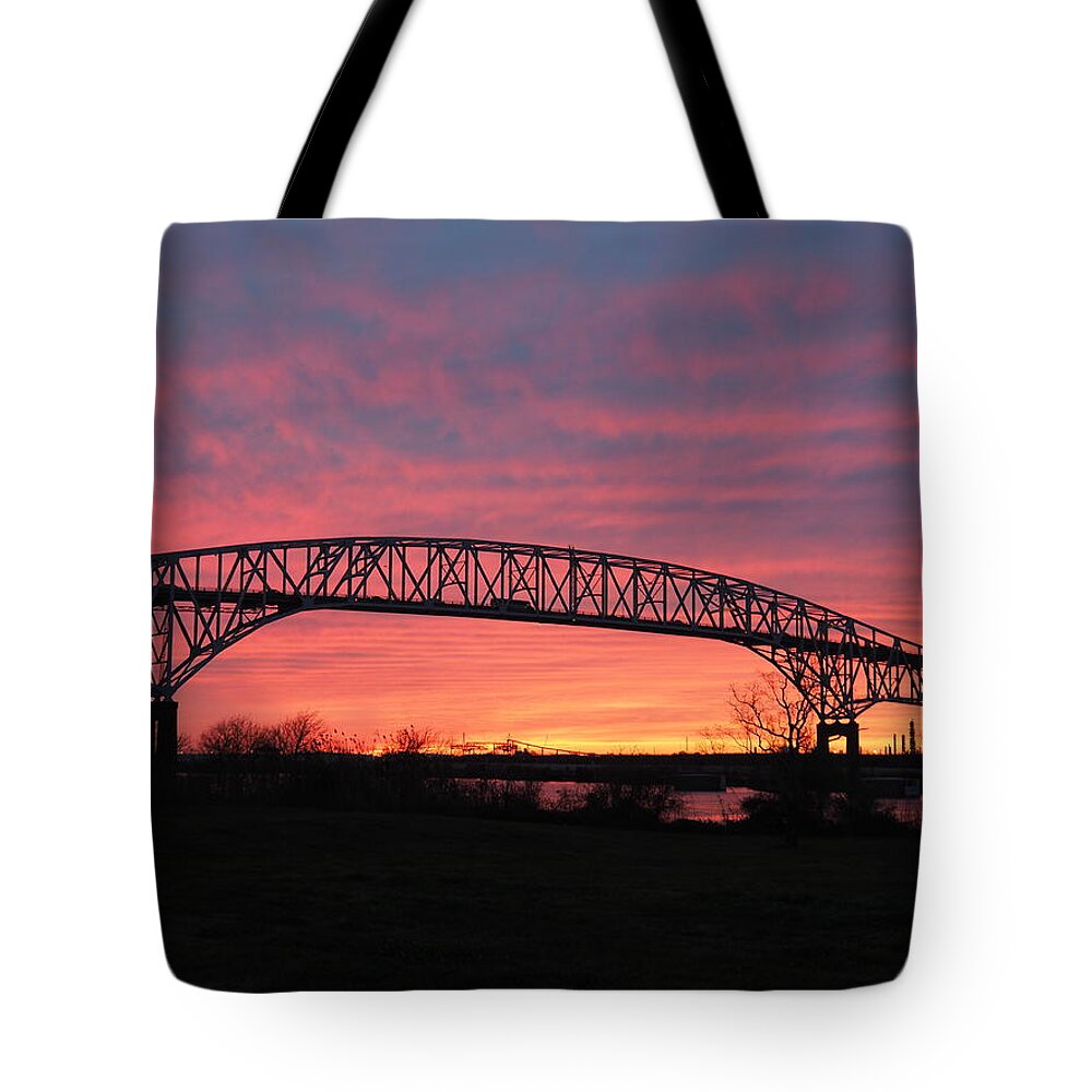 Bridge Tote Bag featuring the photograph Bridge Sunset by Jerry Connally