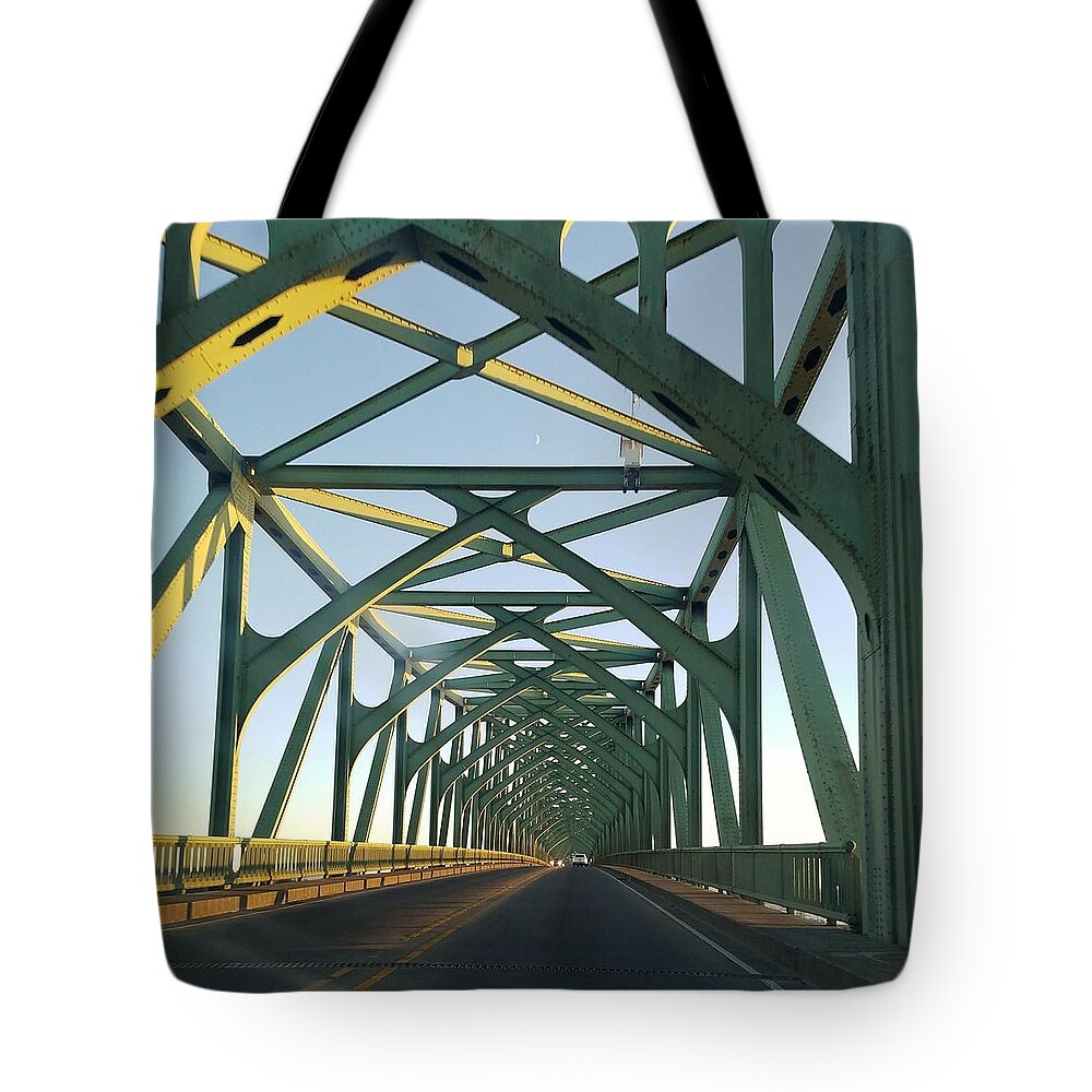 Bridge Tote Bag featuring the photograph Bridge To Oregom by Mary Capriole