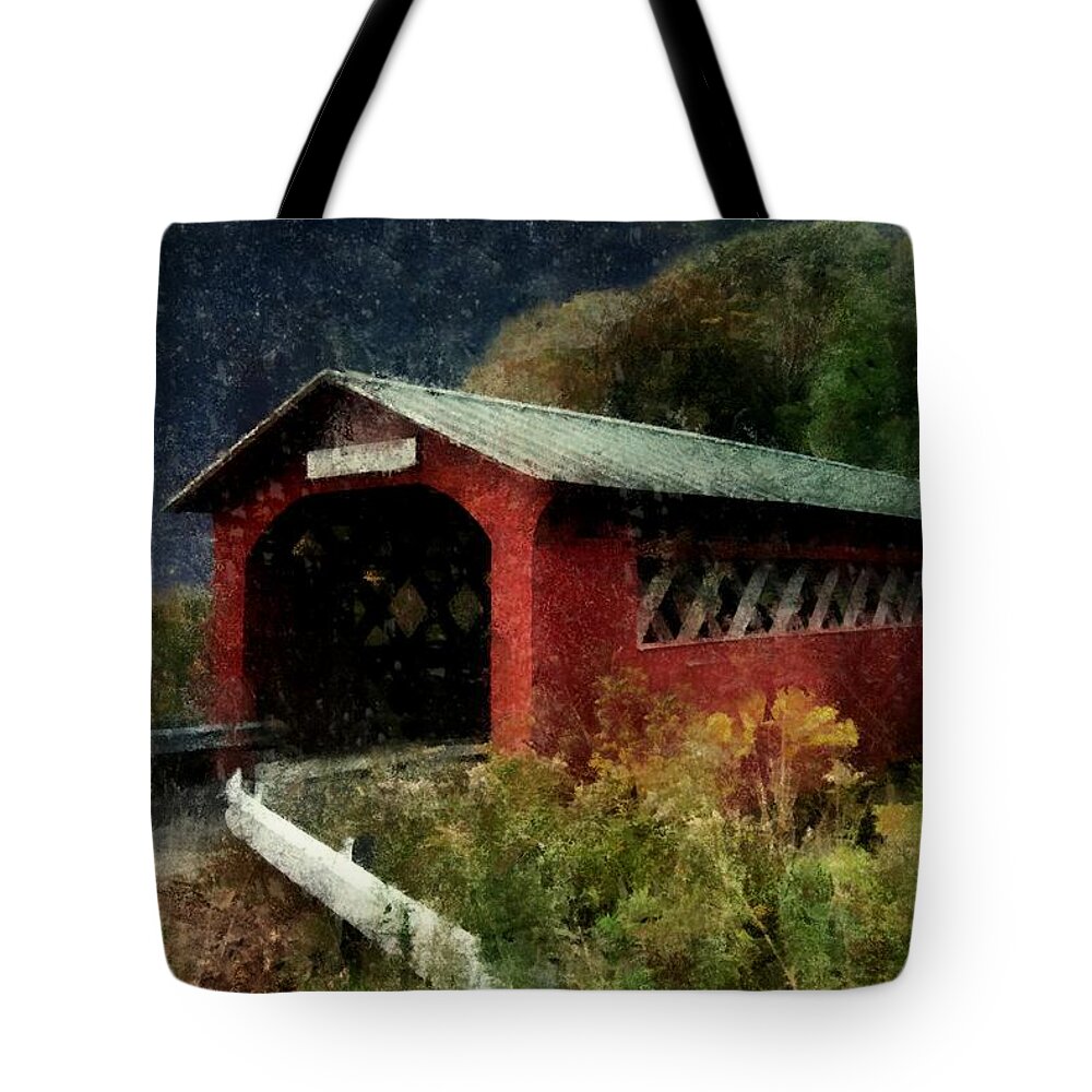 Bridge Tote Bag featuring the painting Bridge to the Past by RC DeWinter