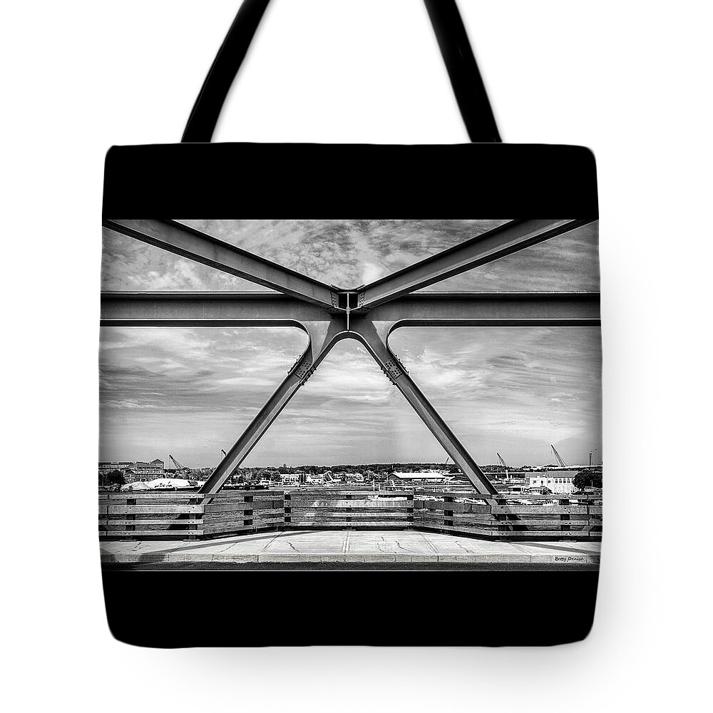 Nh Tote Bag featuring the photograph Bridge View in Portsmouth NH by Betty Denise