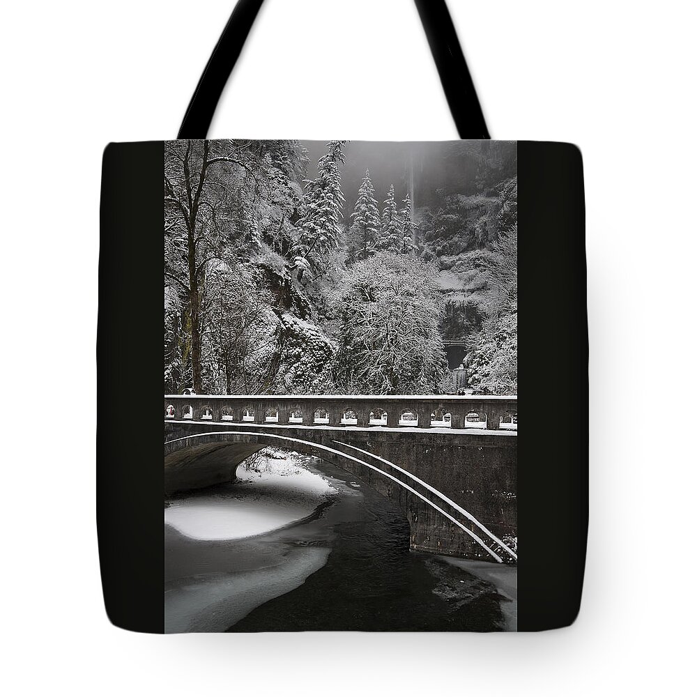 Bridges Of Multnomah Falls Tote Bag featuring the photograph Bridges of Multnomah Falls by Wes and Dotty Weber