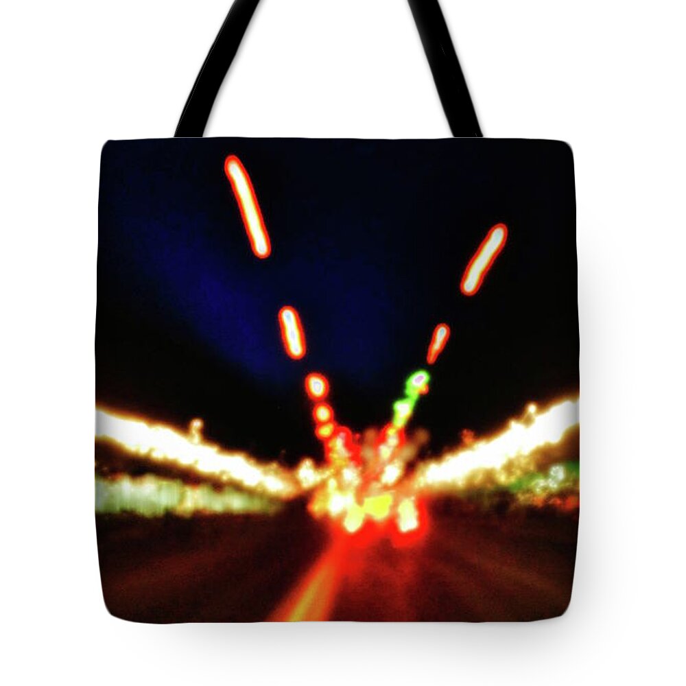 Driving Tote Bag featuring the photograph Bright Lights by Al Harden