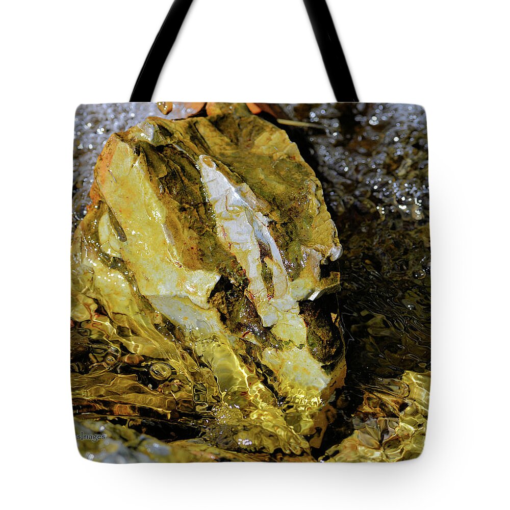 Rock Tote Bag featuring the photograph Bright Rock in Stream by Kae Cheatham