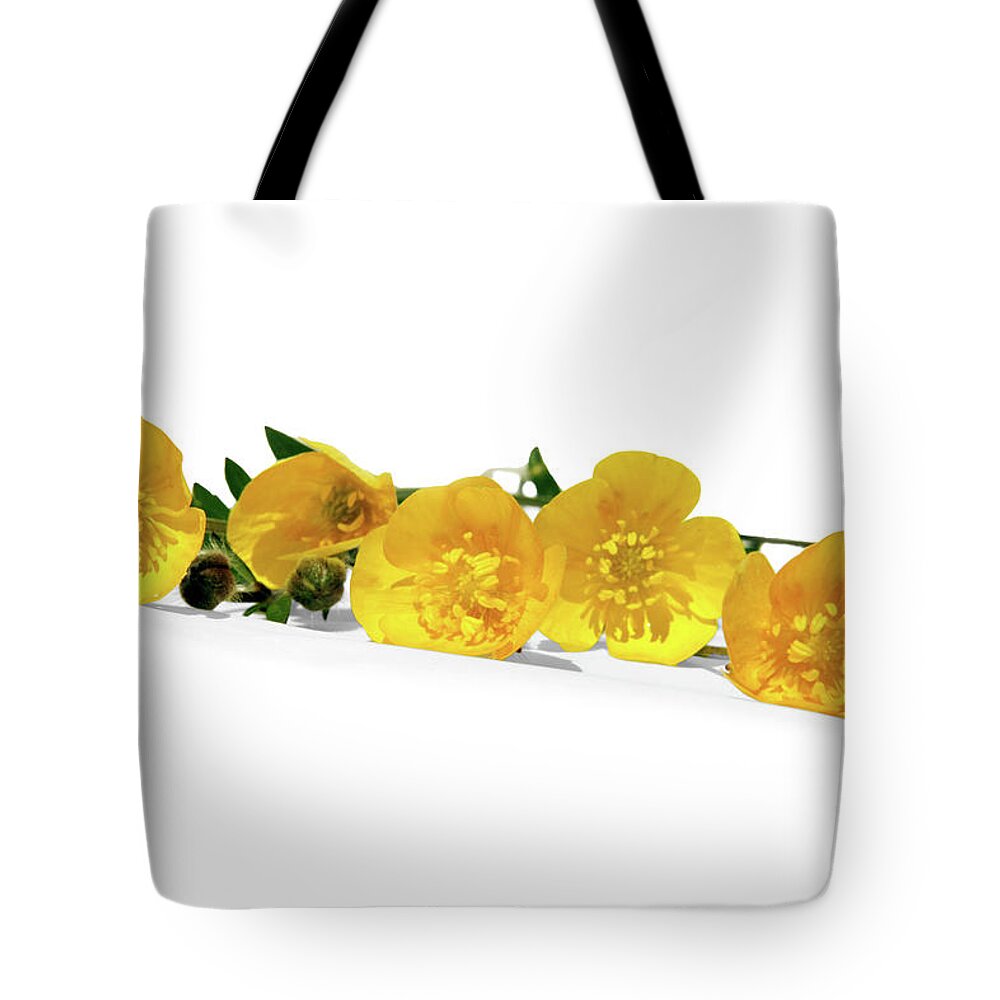 Bright Yellow Tote Bag featuring the photograph Bright Yellow Buttercups by Terri Waters