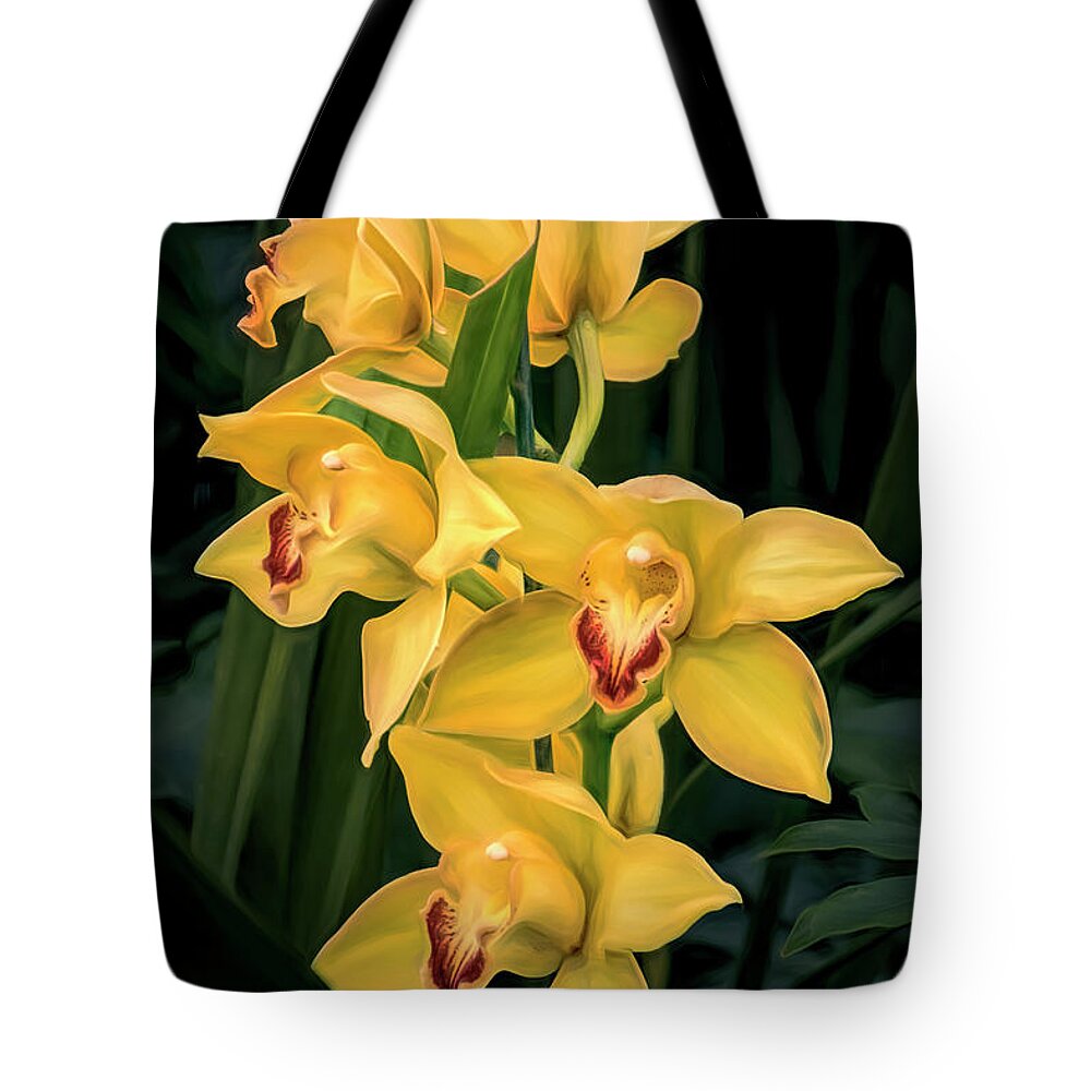 Orchidaceae Tote Bag featuring the photograph Bright Yellow Orchids by Tom Mc Nemar