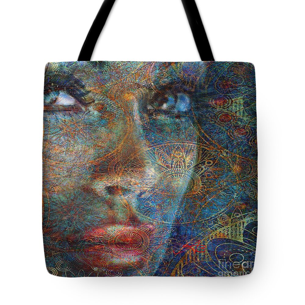 Woman Tote Bag featuring the painting Brilliant Eyes Oriental by Angie Braun