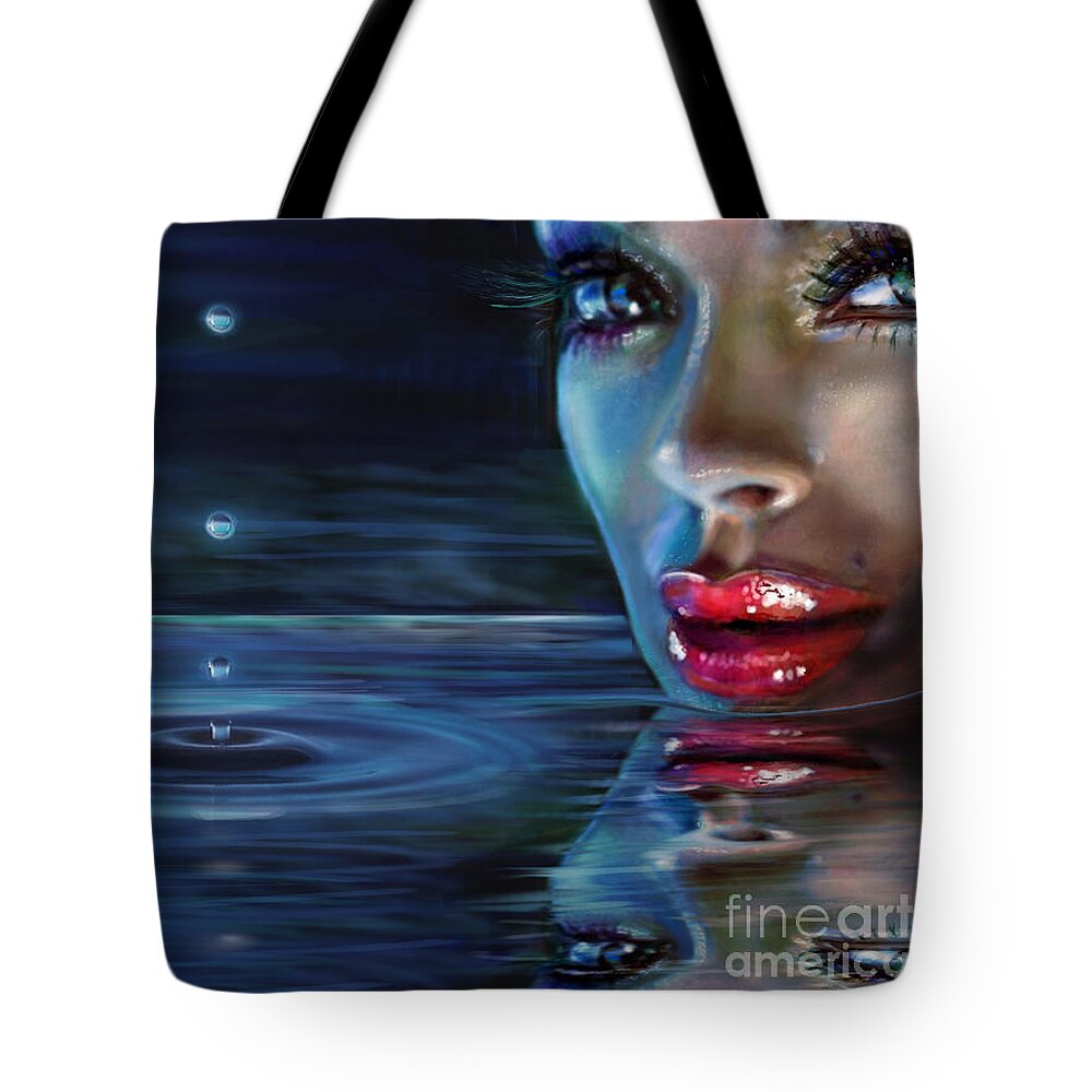 Water Tote Bag featuring the painting Brilliant Eyes Water by Angie Braun