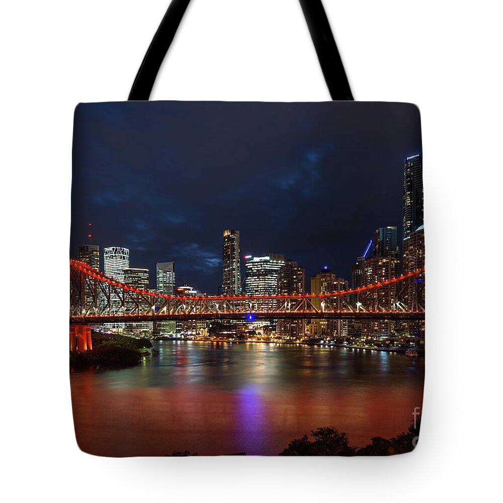 Australia Tote Bag featuring the photograph Brisbane Skyline after dark by Andrew Michael
