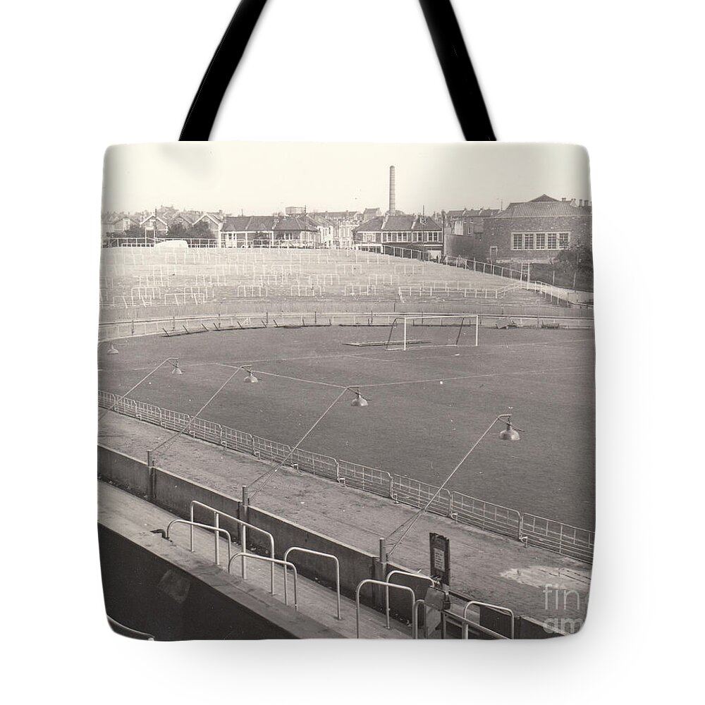  Tote Bag featuring the photograph Bristol Rovers - Eastville Stadium - East End 1 - October 1964 by Legendary Football Grounds