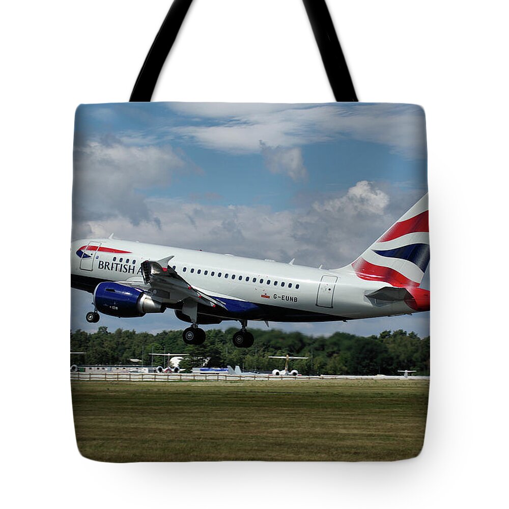 Airbus Tote Bag featuring the photograph British Airways Airbus A318-112 G-EUNB by Tim Beach