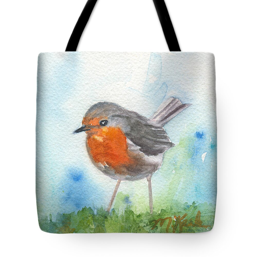 Bird Tote Bag featuring the painting British Robin by Marsha Karle