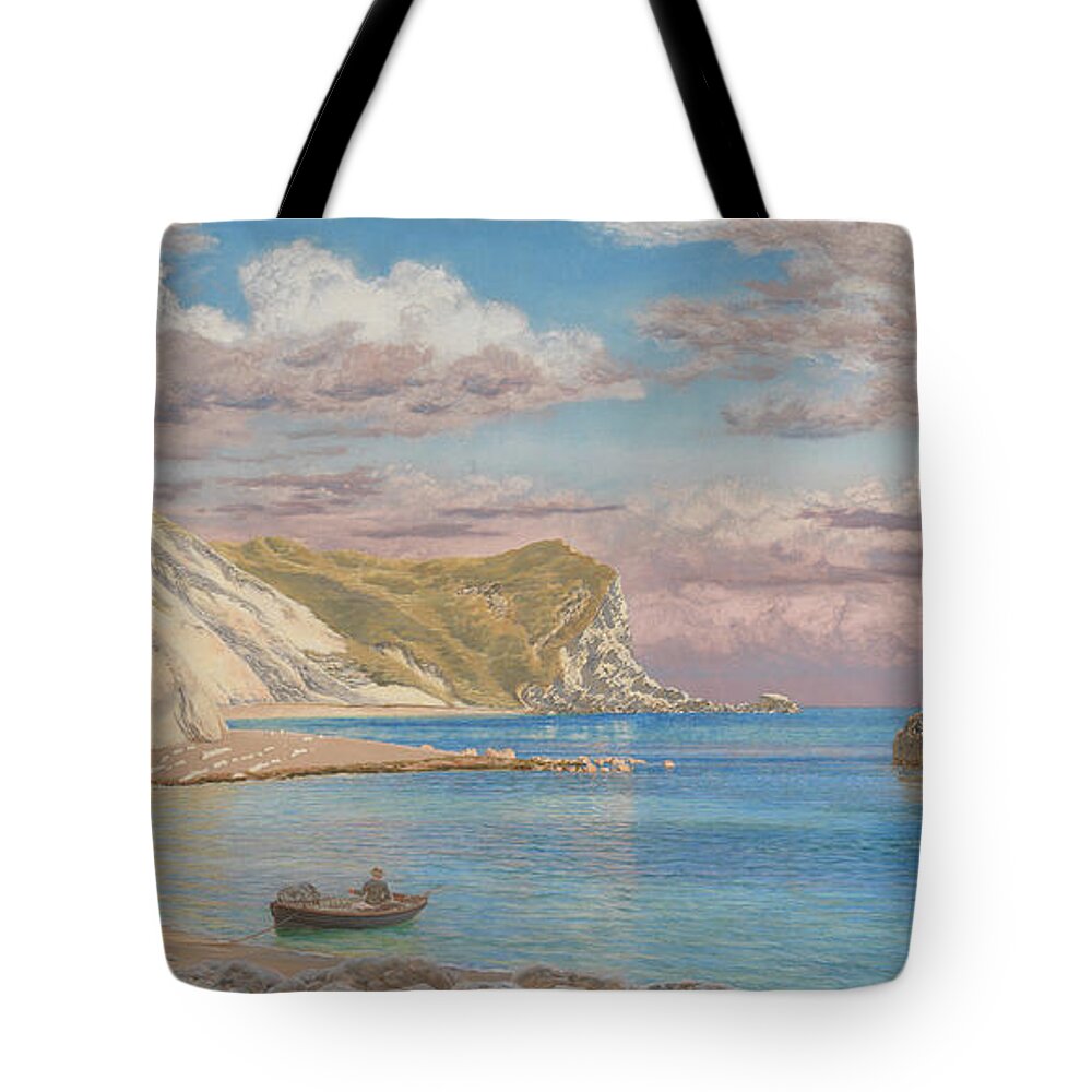 John Brett Tote Bag featuring the painting British Title Man of War Rocks by MotionAge Designs