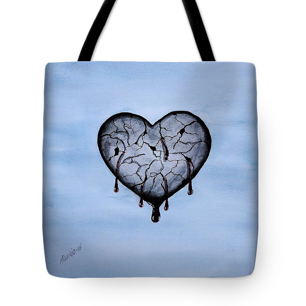 Broken Tote Bag featuring the painting Broken Heart by Edwin Alverio